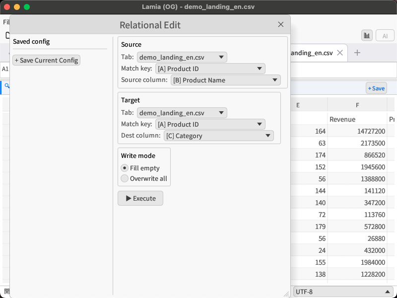 Relational editing modal